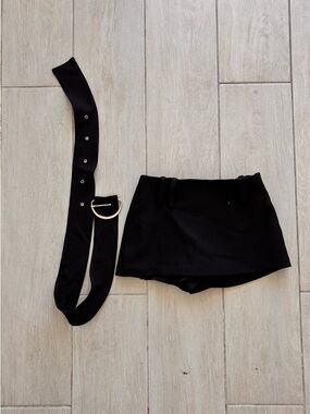 Peppermayo Black Mini Skort with Wide Belt